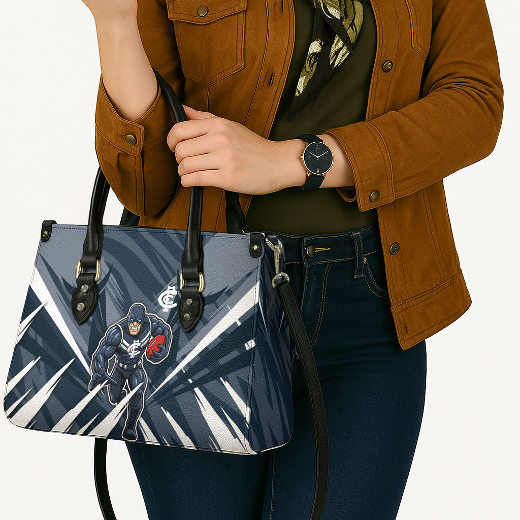Carlton Blues Australian Football Leather Bag Powerful Superhero Mascot - Bold Team Colors