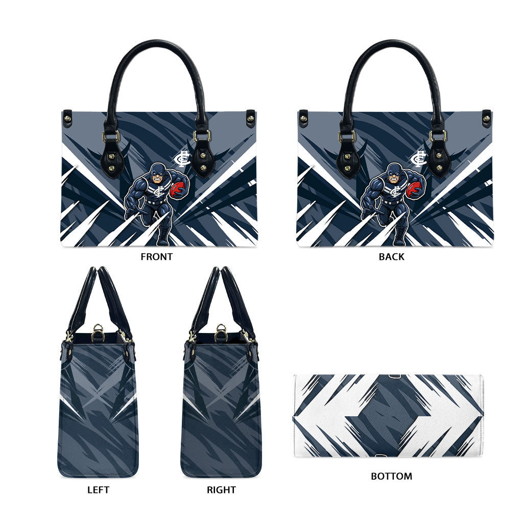 Carlton Blues Australian Football Leather Bag Powerful Superhero Mascot - Bold Team Colors