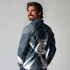 Carlton Blues Australian Football Long Sleeve Polo Shirt Powerful Superhero Mascot - Bold Team Colors