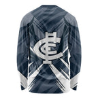 Carlton Blues Australian Football Long Sleeve Shirt Powerful Superhero Mascot - Bold Team Colors
