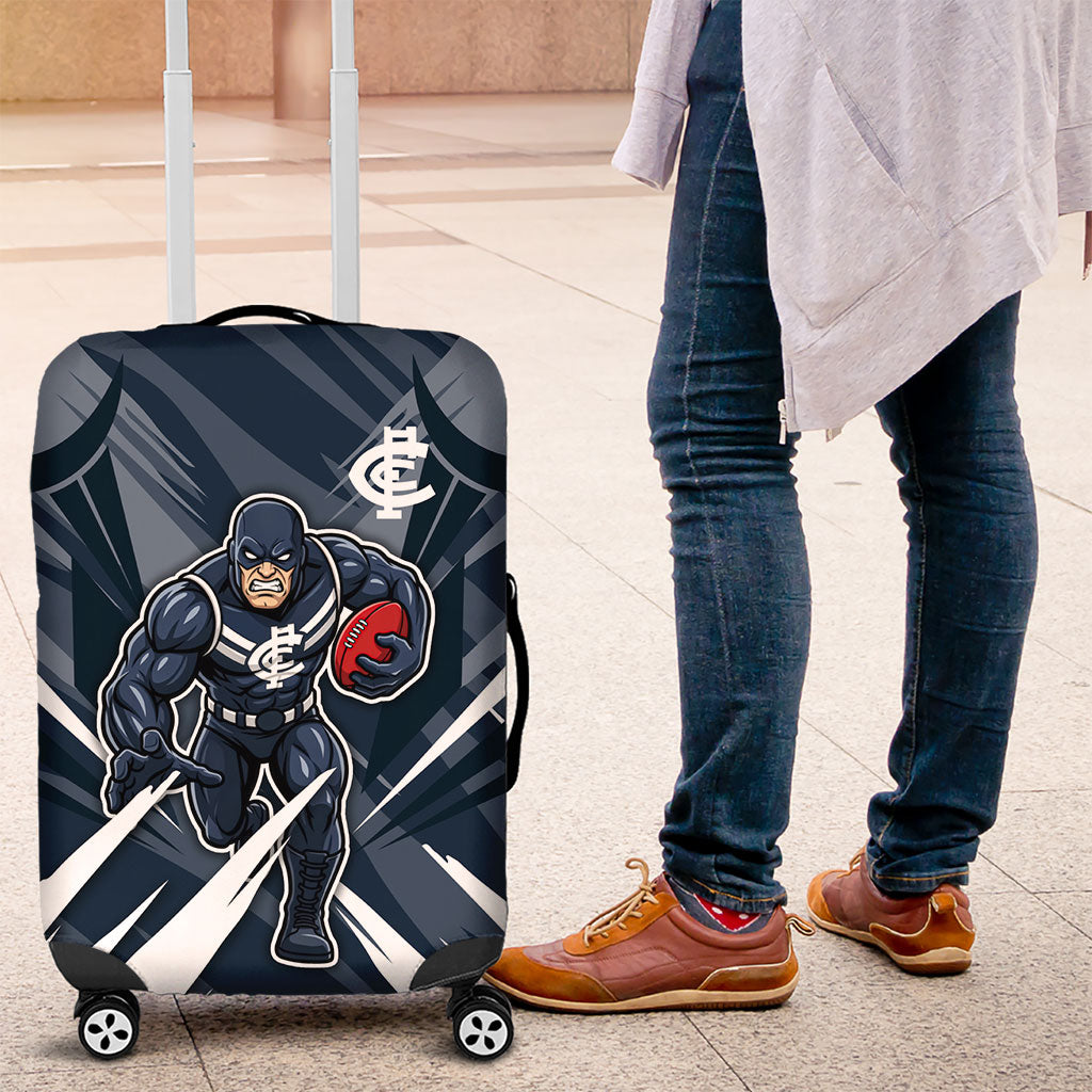 Carlton Blues Australian Football Luggage Cover Powerful Superhero Mascot - Bold Team Colors