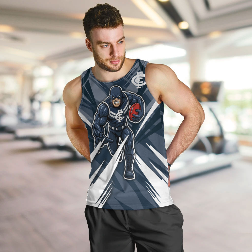 Carlton Blues Australian Football Men Tank Top Powerful Superhero Mascot - Bold Team Colors