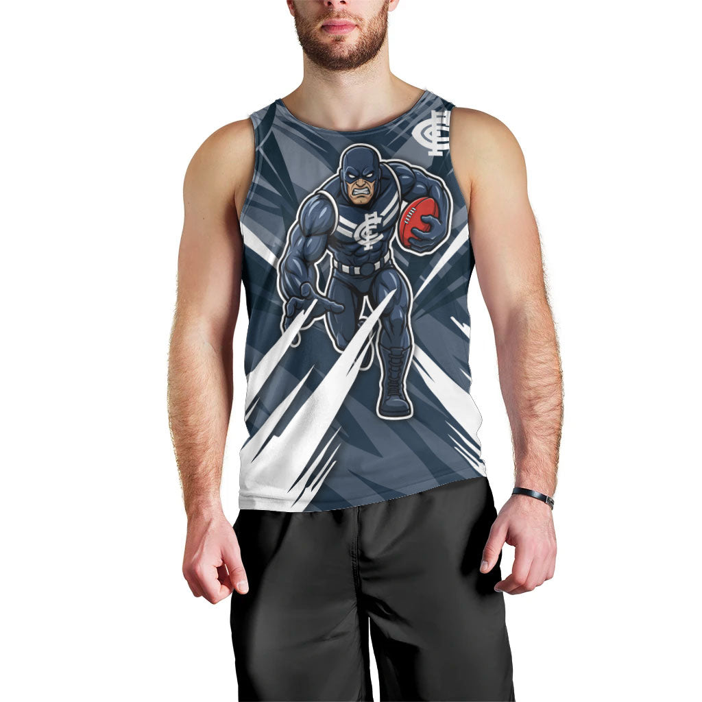 Carlton Blues Australian Football Men Tank Top Powerful Superhero Mascot - Bold Team Colors