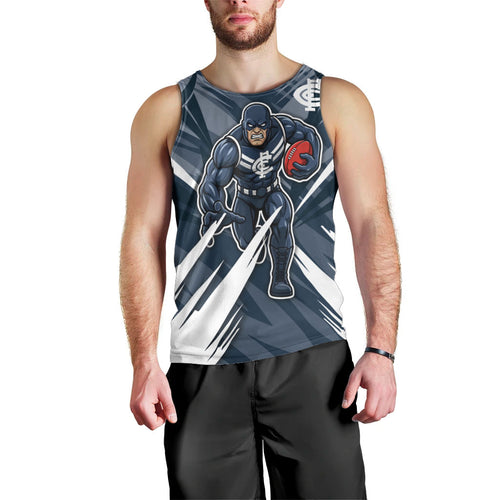 Carlton Blues Australian Football Men Tank Top Powerful Superhero Mascot - Bold Team Colors