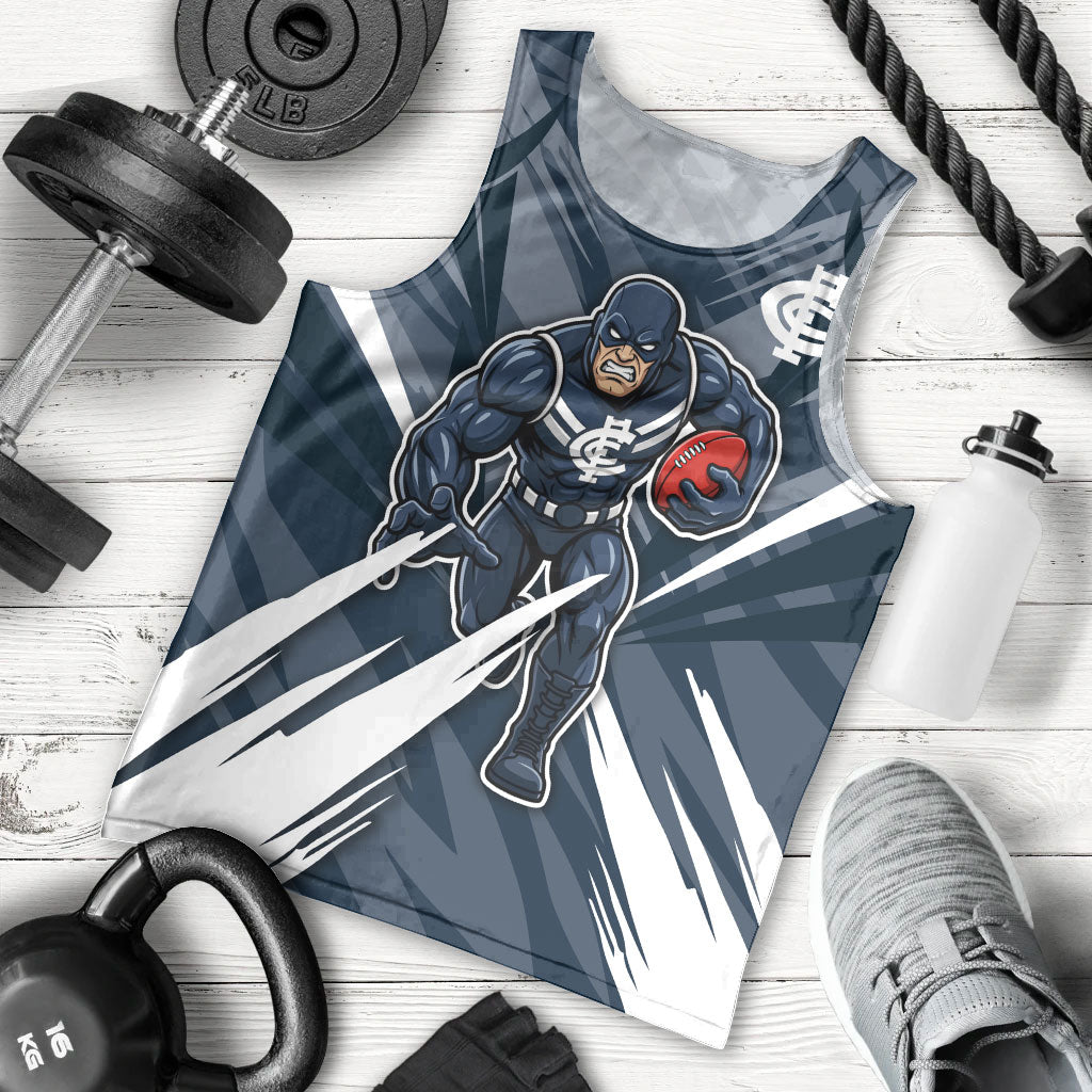 Carlton Blues Australian Football Men Tank Top Powerful Superhero Mascot - Bold Team Colors