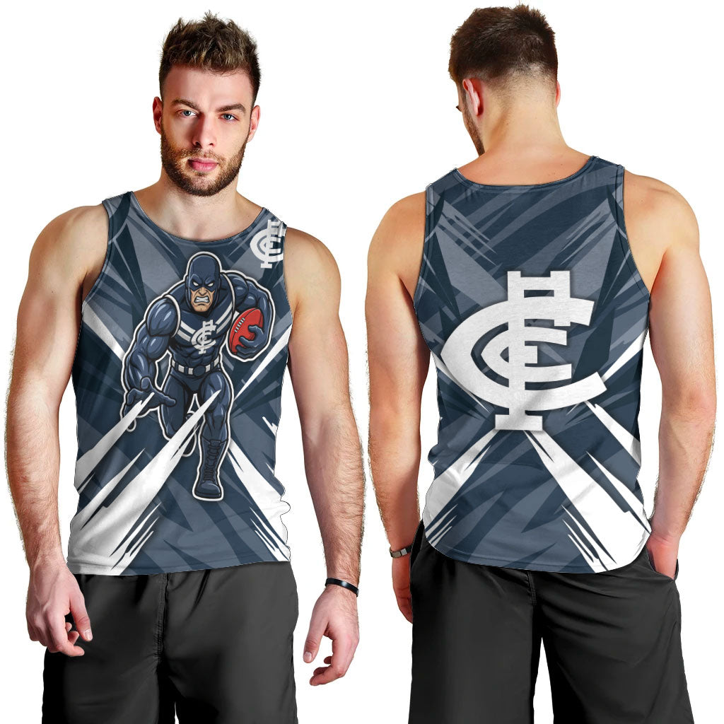 Carlton Blues Australian Football Men Tank Top Powerful Superhero Mascot - Bold Team Colors