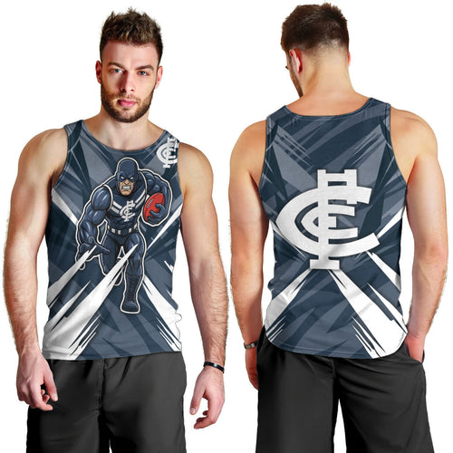 Carlton Blues Australian Football Men Tank Top Powerful Superhero Mascot - Bold Team Colors