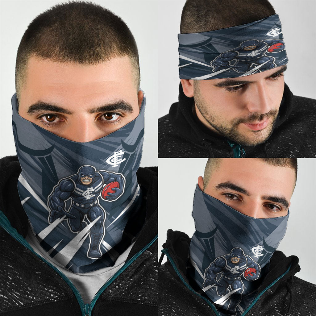 Carlton Blues Australian Football Neck Gaiter Powerful Superhero Mascot - Bold Team Colors