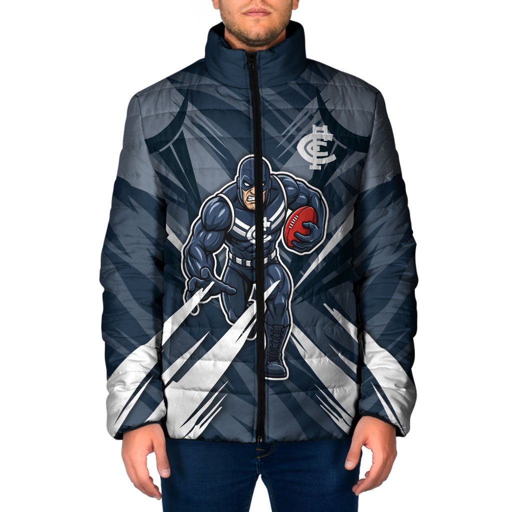 Carlton Blues Australian Football Padded Jacket Powerful Superhero Mascot - Bold Team Colors