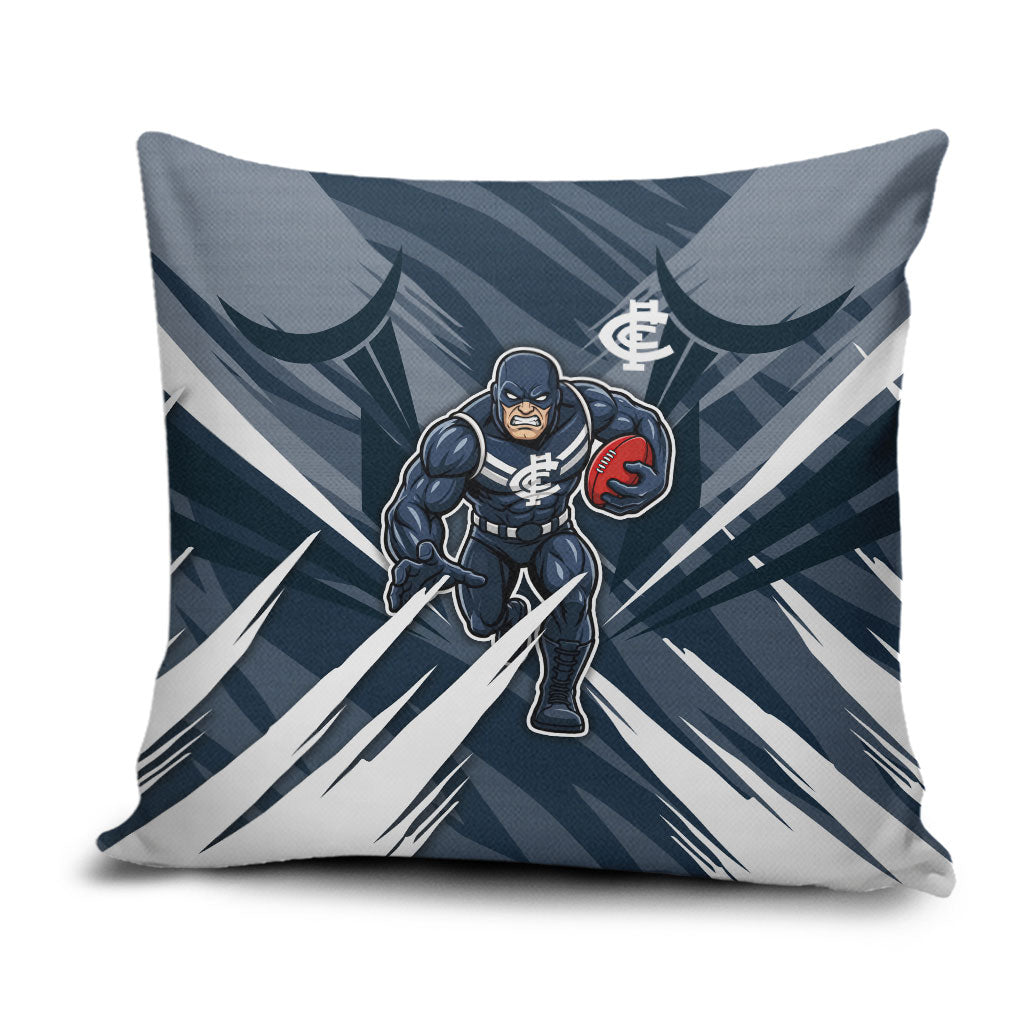Carlton Blues Australian Football Pillow Cover Powerful Superhero Mascot - Bold Team Colors