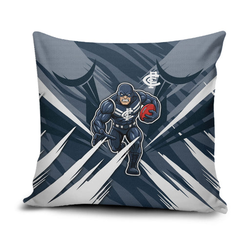 Carlton Blues Australian Football Pillow Cover Powerful Superhero Mascot - Bold Team Colors