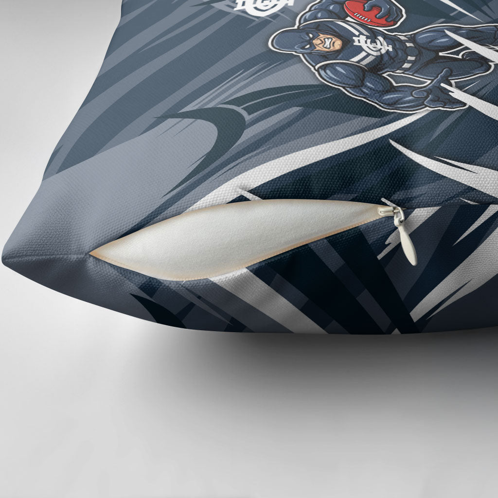 Carlton Blues Australian Football Pillow Cover Powerful Superhero Mascot - Bold Team Colors