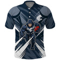 Carlton Blues Australian Football Polo Shirt Powerful Superhero Mascot - Bold Team Colors
