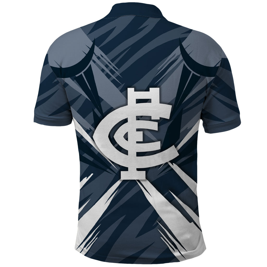 Carlton Blues Australian Football Polo Shirt Powerful Superhero Mascot - Bold Team Colors
