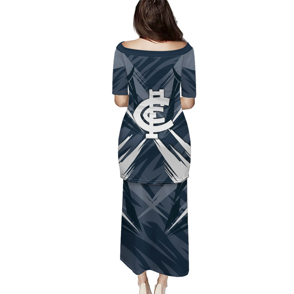Carlton Blues Australian Football Puletasi Powerful Superhero Mascot - Bold Team Colors