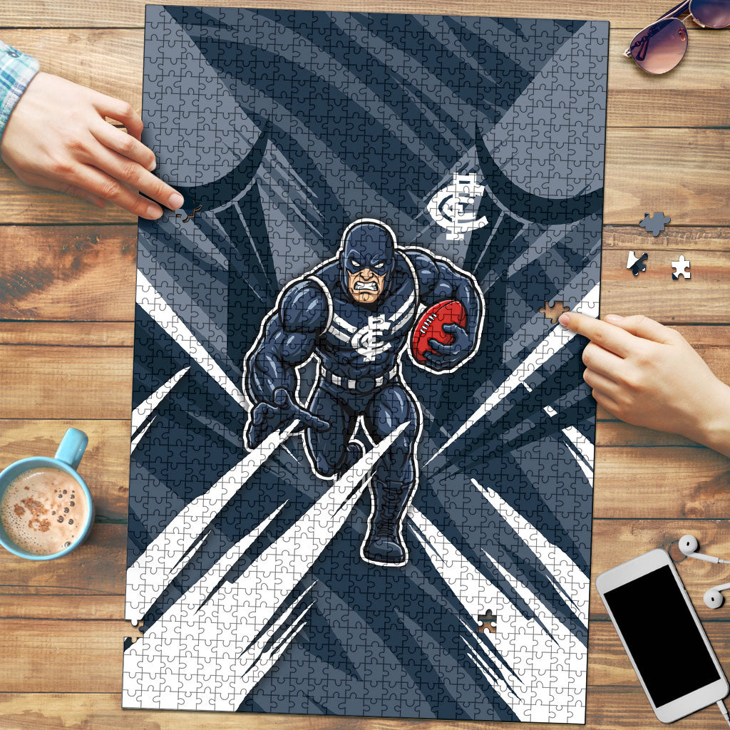 Carlton Blues Australian Football Puzzle Powerful Superhero Mascot - Bold Team Colors
