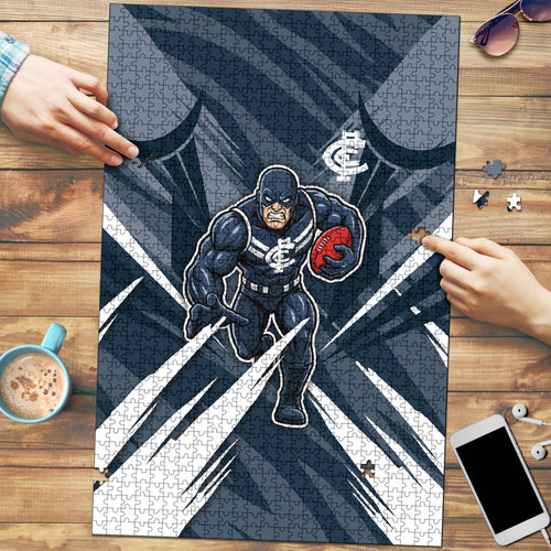 Carlton Blues Australian Football Puzzle Powerful Superhero Mascot - Bold Team Colors