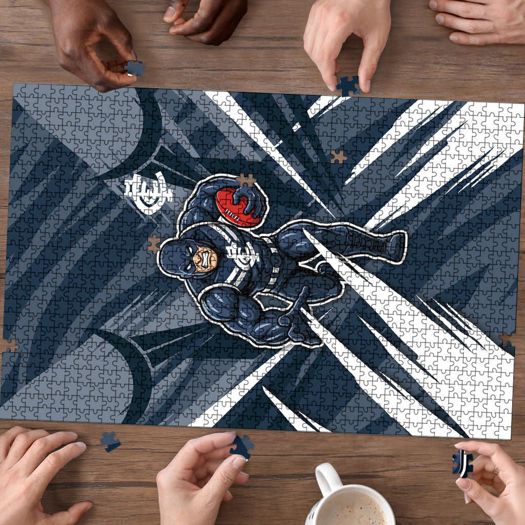 Carlton Blues Australian Football Puzzle Powerful Superhero Mascot - Bold Team Colors