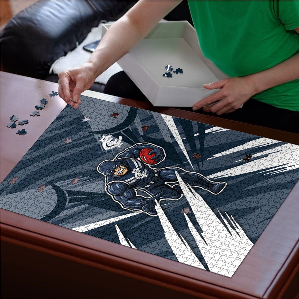 Carlton Blues Australian Football Puzzle Powerful Superhero Mascot - Bold Team Colors