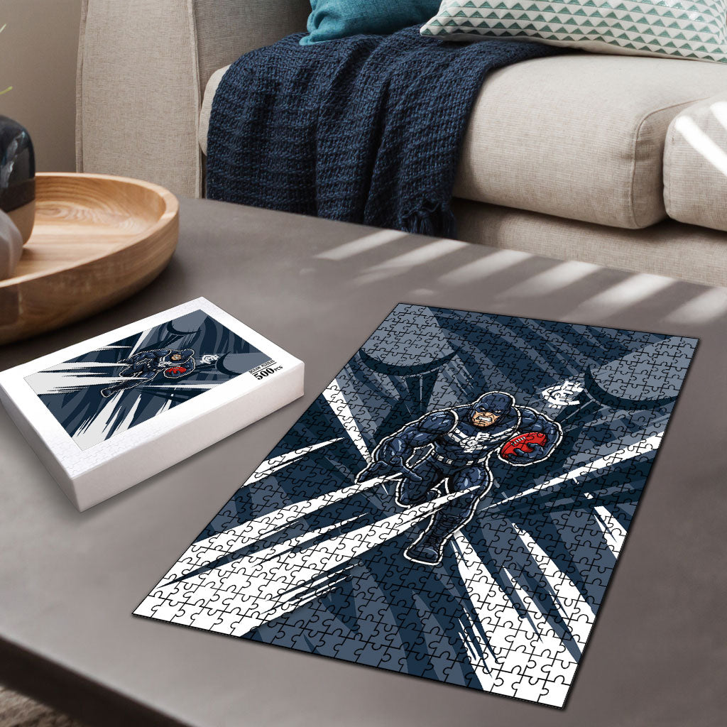 Carlton Blues Australian Football Puzzle Powerful Superhero Mascot - Bold Team Colors