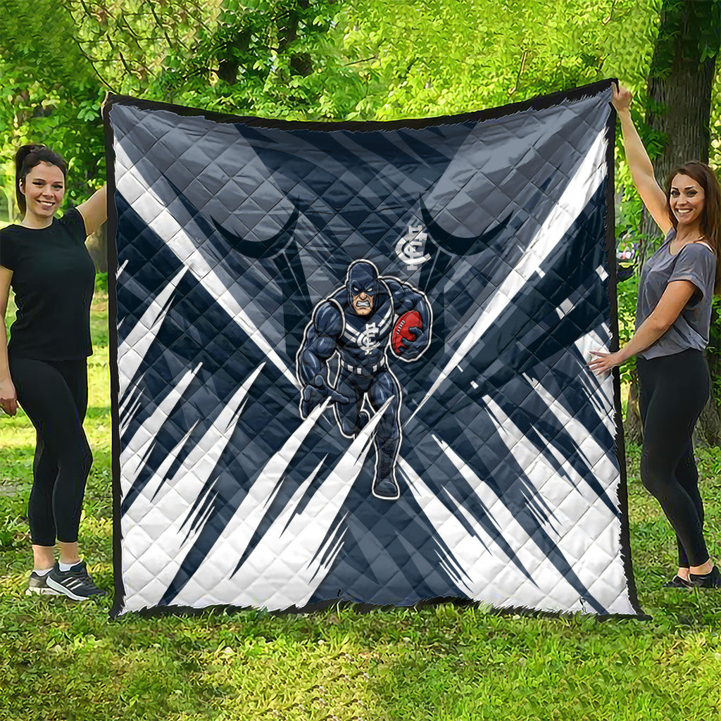 Carlton Blues Australian Football Quilt Powerful Superhero Mascot - Bold Team Colors