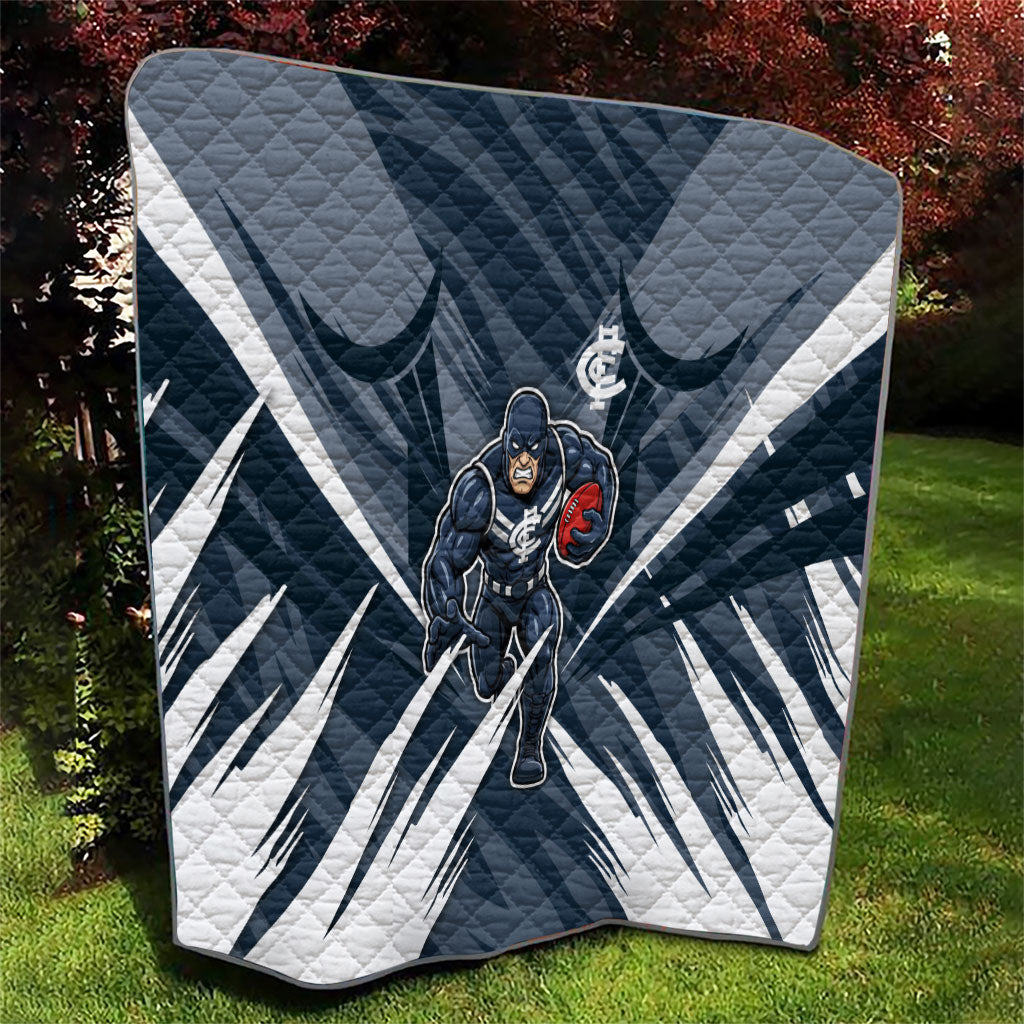 Carlton Blues Australian Football Quilt Powerful Superhero Mascot - Bold Team Colors