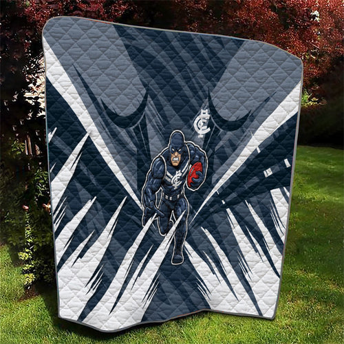 Carlton Blues Australian Football Quilt Powerful Superhero Mascot - Bold Team Colors
