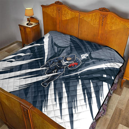 Carlton Blues Australian Football Quilt Powerful Superhero Mascot - Bold Team Colors
