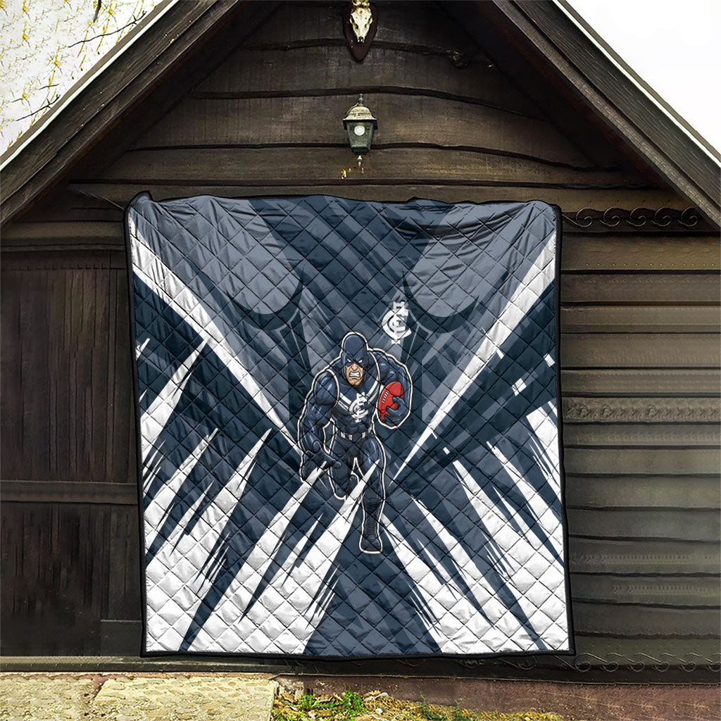 Carlton Blues Australian Football Quilt Powerful Superhero Mascot - Bold Team Colors