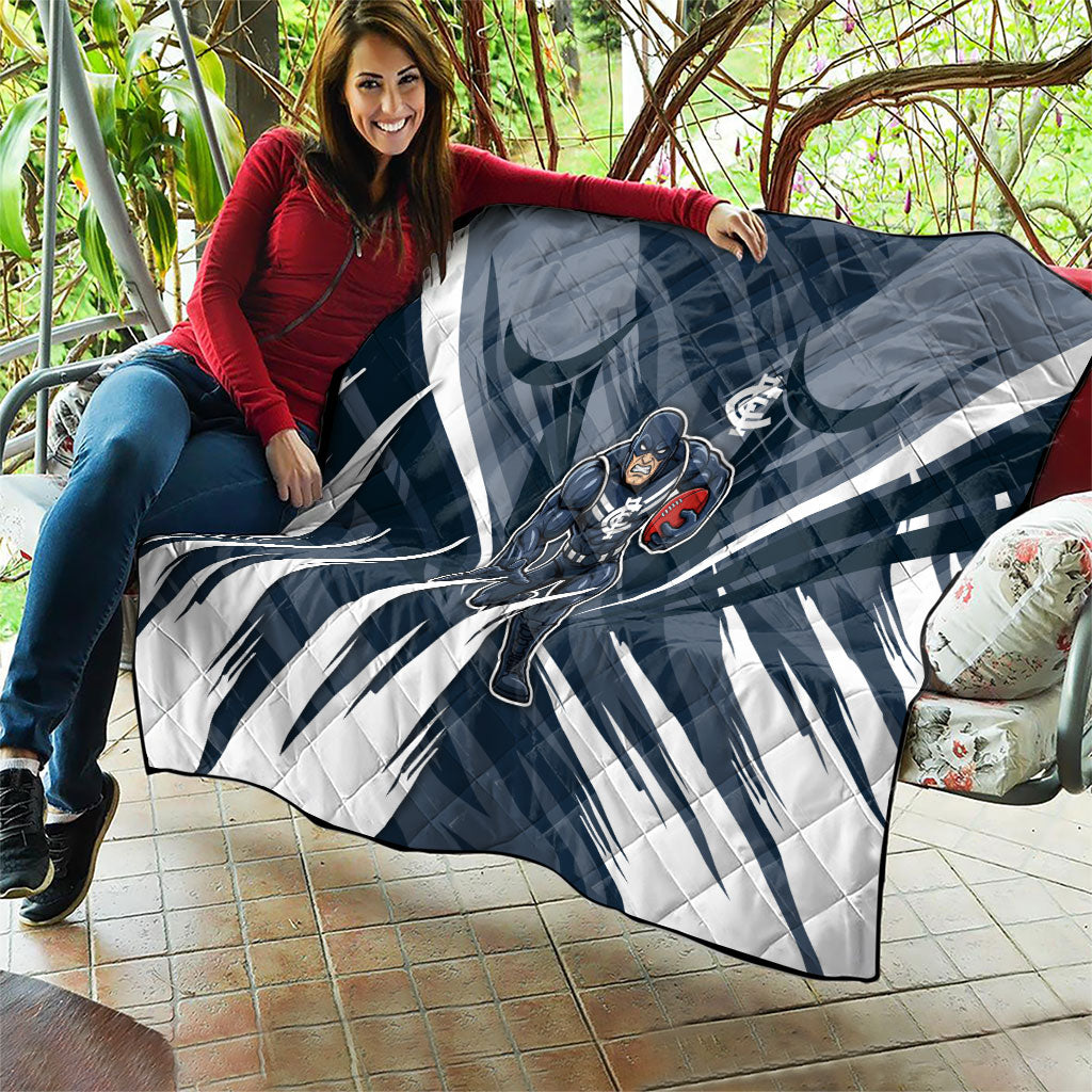 Carlton Blues Australian Football Quilt Powerful Superhero Mascot - Bold Team Colors