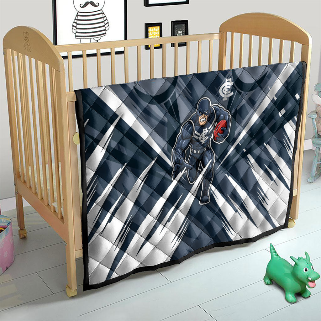 Carlton Blues Australian Football Quilt Powerful Superhero Mascot - Bold Team Colors