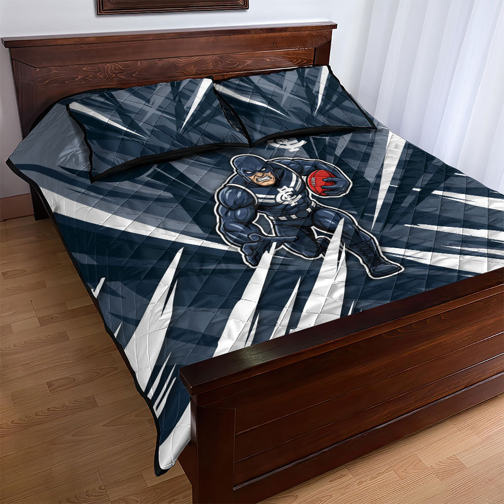Carlton Blues Australian Football Quilt Bed Set Powerful Superhero Mascot - Bold Team Colors