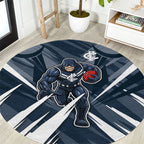 Carlton Blues Australian Football Round Carpet Powerful Superhero Mascot - Bold Team Colors