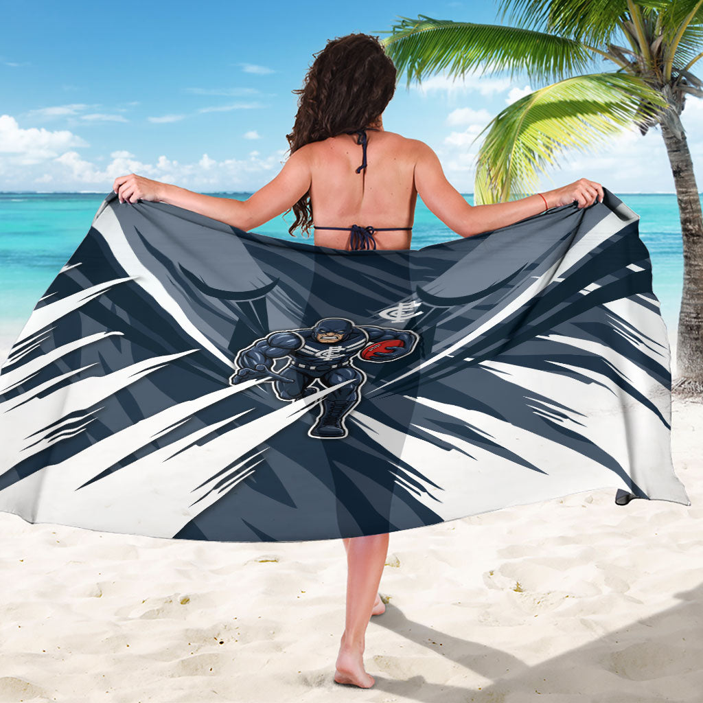 Carlton Blues Australian Football Sarong Powerful Superhero Mascot - Bold Team Colors