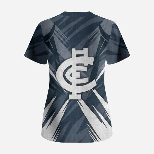 Carlton Blues Australian Football Scrub Top Powerful Superhero Mascot - Bold Team Colors