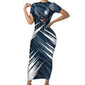Carlton Blues Australian Football Short Sleeve Bodycon Dress Powerful Superhero Mascot - Bold Team Colors