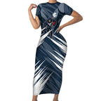 Carlton Blues Australian Football Short Sleeve Bodycon Dress Powerful Superhero Mascot - Bold Team Colors
