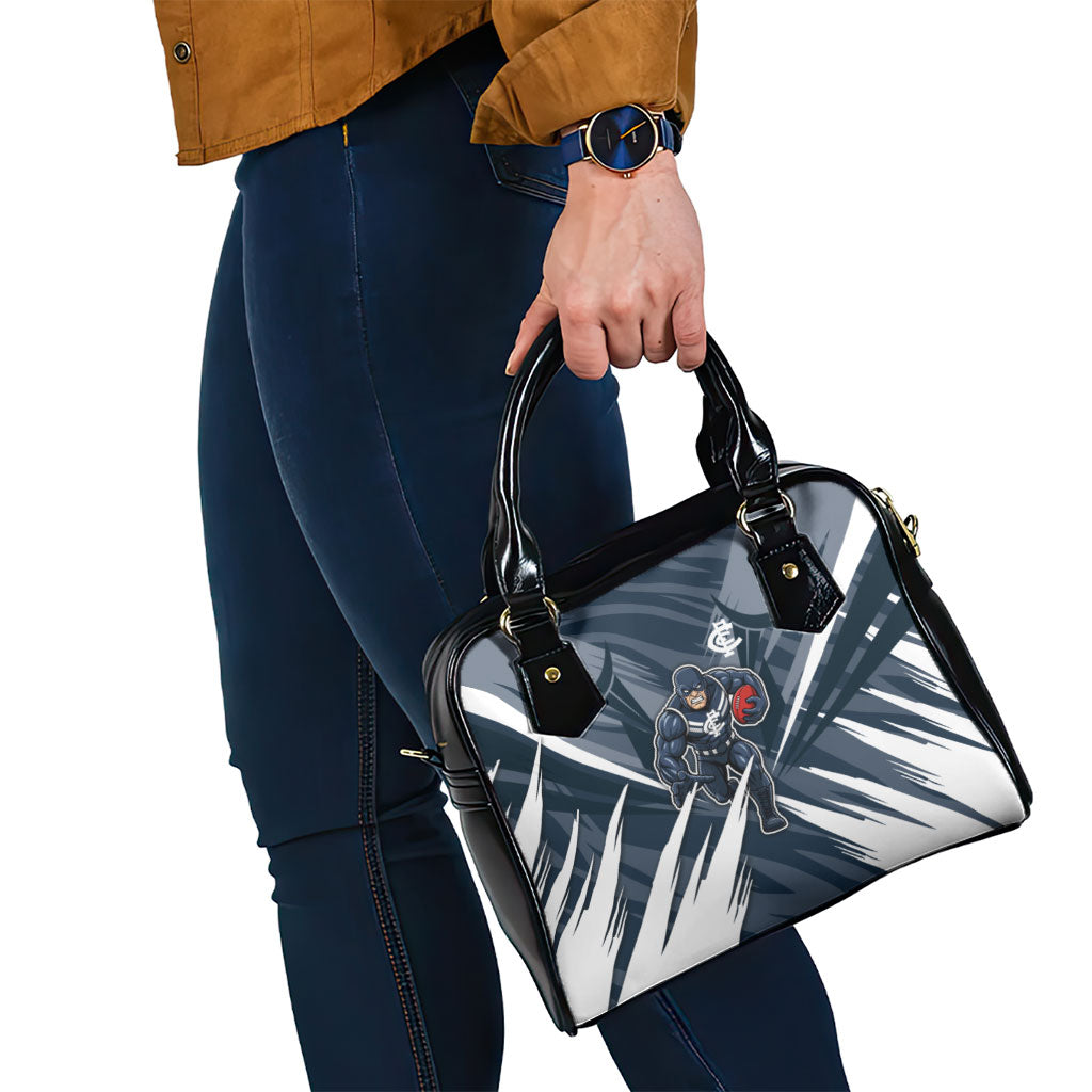 Carlton Blues Australian Football Shoulder Handbag Powerful Superhero Mascot - Bold Team Colors