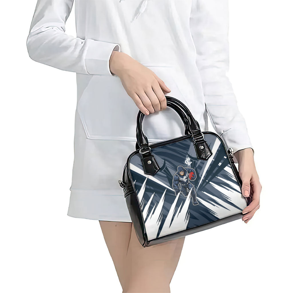 Carlton Blues Australian Football Shoulder Handbag Powerful Superhero Mascot - Bold Team Colors