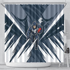 Carlton Blues Australian Football Shower Curtain Powerful Superhero Mascot - Bold Team Colors