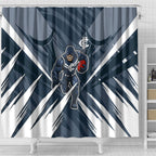 Carlton Blues Australian Football Shower Curtain Powerful Superhero Mascot - Bold Team Colors