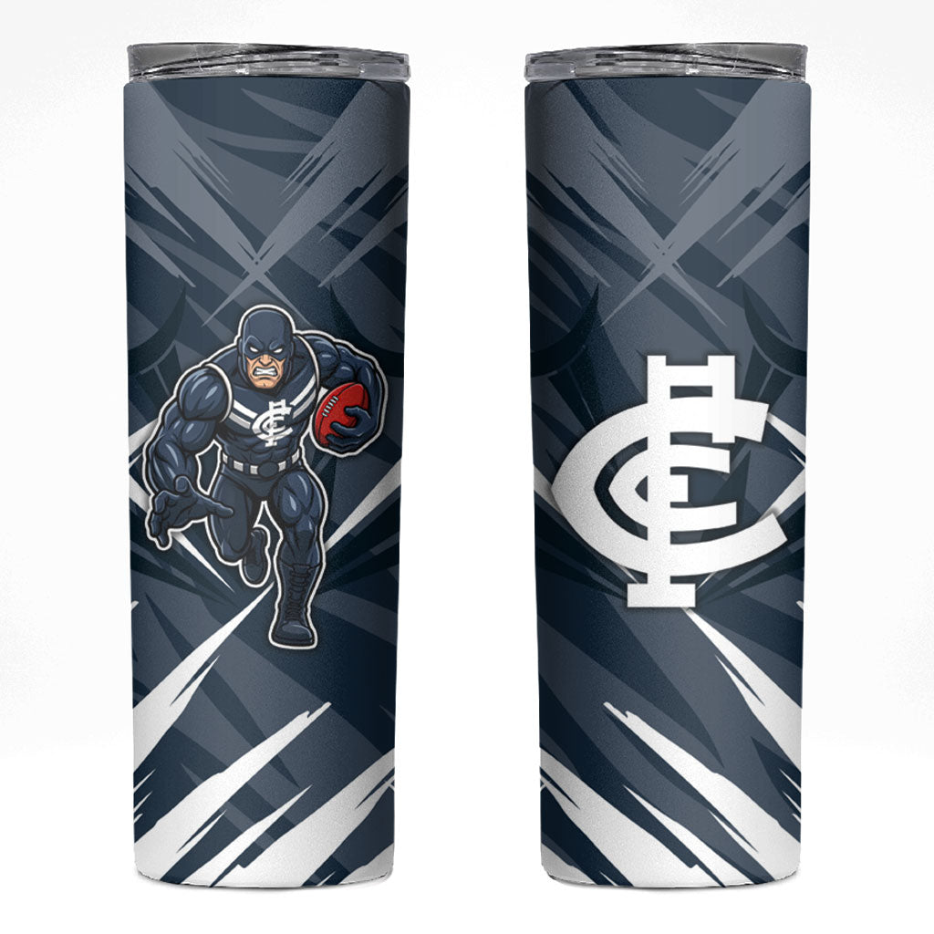 Carlton Blues Australian Football Skinny Tumbler Powerful Superhero Mascot - Bold Team Colors