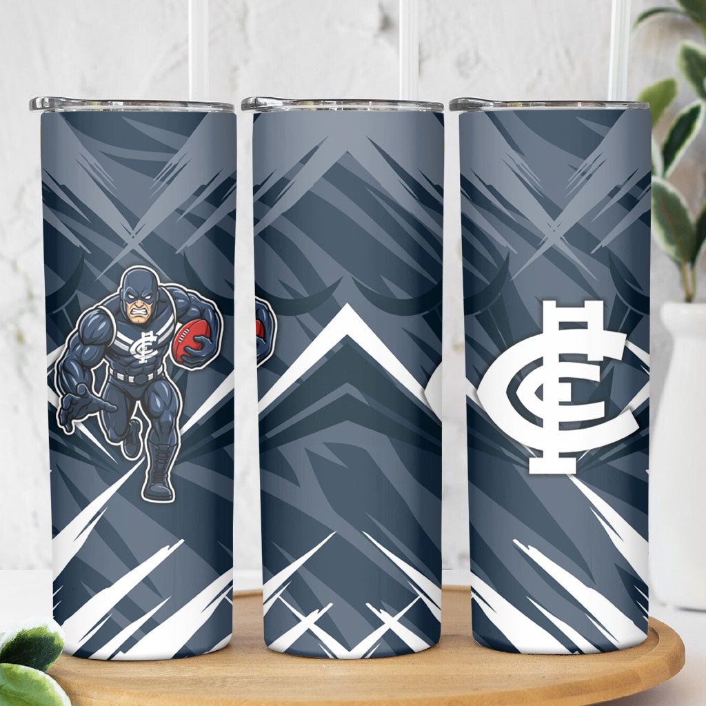 Carlton Blues Australian Football Skinny Tumbler Powerful Superhero Mascot - Bold Team Colors