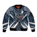 Carlton Blues Australian Football Sleeve Zip Bomber Jacket Powerful Superhero Mascot - Bold Team Colors