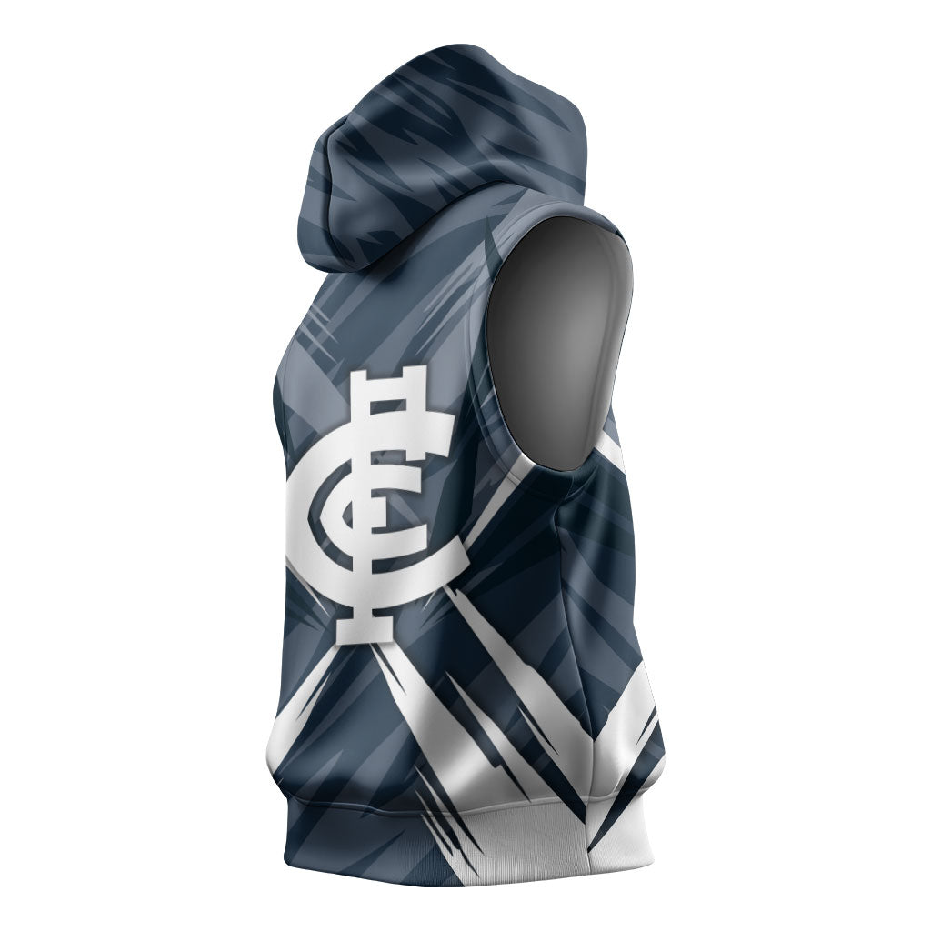 Carlton Blues Australian Football Sleeveless Hoodie Powerful Superhero Mascot - Bold Team Colors