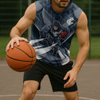 Carlton Blues Australian Football Sleeveless Hoodie Powerful Superhero Mascot - Bold Team Colors