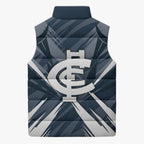 Carlton Blues Australian Football Sleeveless Puffer Jacket Powerful Superhero Mascot - Bold Team Colors