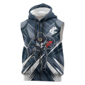 Carlton Blues Australian Football Sleeveless Zip Hoodie Powerful Superhero Mascot - Bold Team Colors