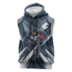 Carlton Blues Australian Football Sleeveless Zip Hoodie Powerful Superhero Mascot - Bold Team Colors