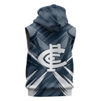 Carlton Blues Australian Football Sleeveless Zip Hoodie Powerful Superhero Mascot - Bold Team Colors